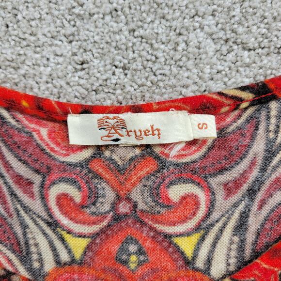 Aryeh Sweater Dress Womens Small Red Inkblot Wool Cashmere Tear Drop Cut Outs - Picture 14 of 15